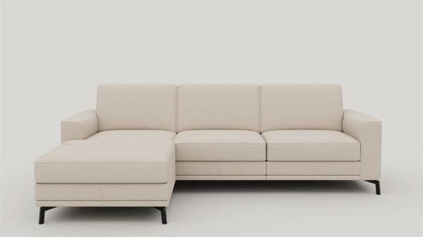 Xooon | Denver longchair arm links+2.5-zitsbank arm rechts - arm 1 - poot 13 cm + pocket - livigno - creme | Zitmeubels woonkamer | Hoekbank