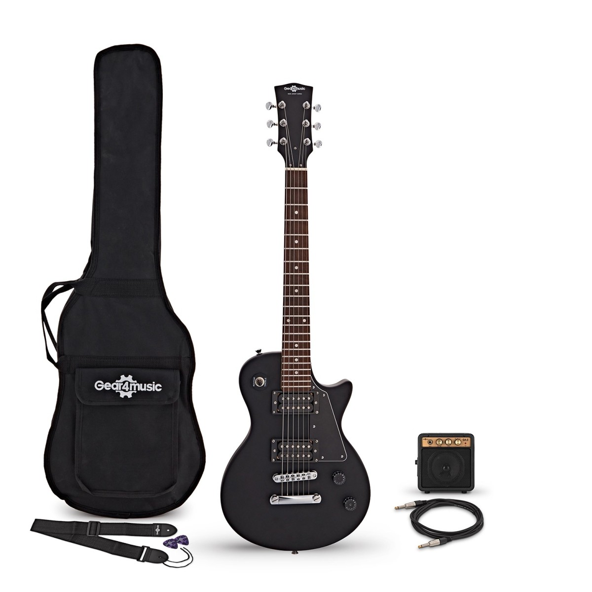 Gear4Music 3/4 New Jersey Electric Guitar Black Mini Guitar Amp Pack