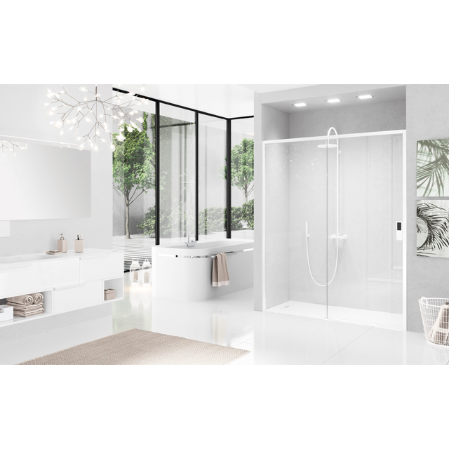 Novellini Douchedeur - 97-101x200cm - helder - wit mat ope2p97s-1u