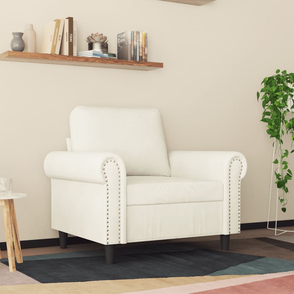 vidaXL Fauteuil 60 cm fluweel crèmekleurig