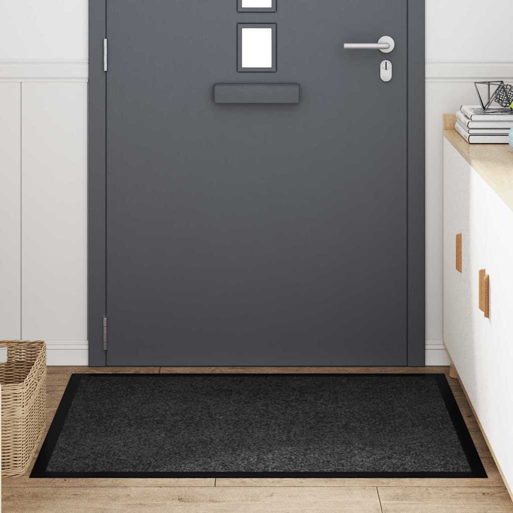vidaXL Deurmat Antraciet 80 x 120 cm Teddy Stof