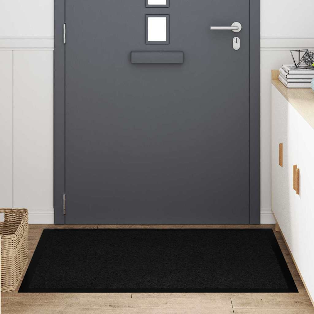 vidaXL Deurmat Zwart 80 x 120 cm Teddy Stof