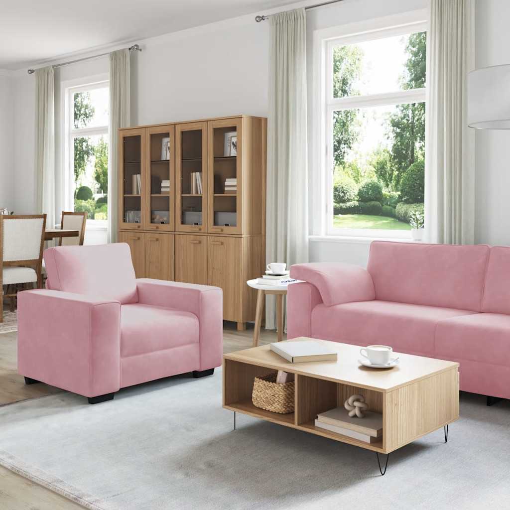 vidaXL 3-delige Loungeset met kussens fluweel roze