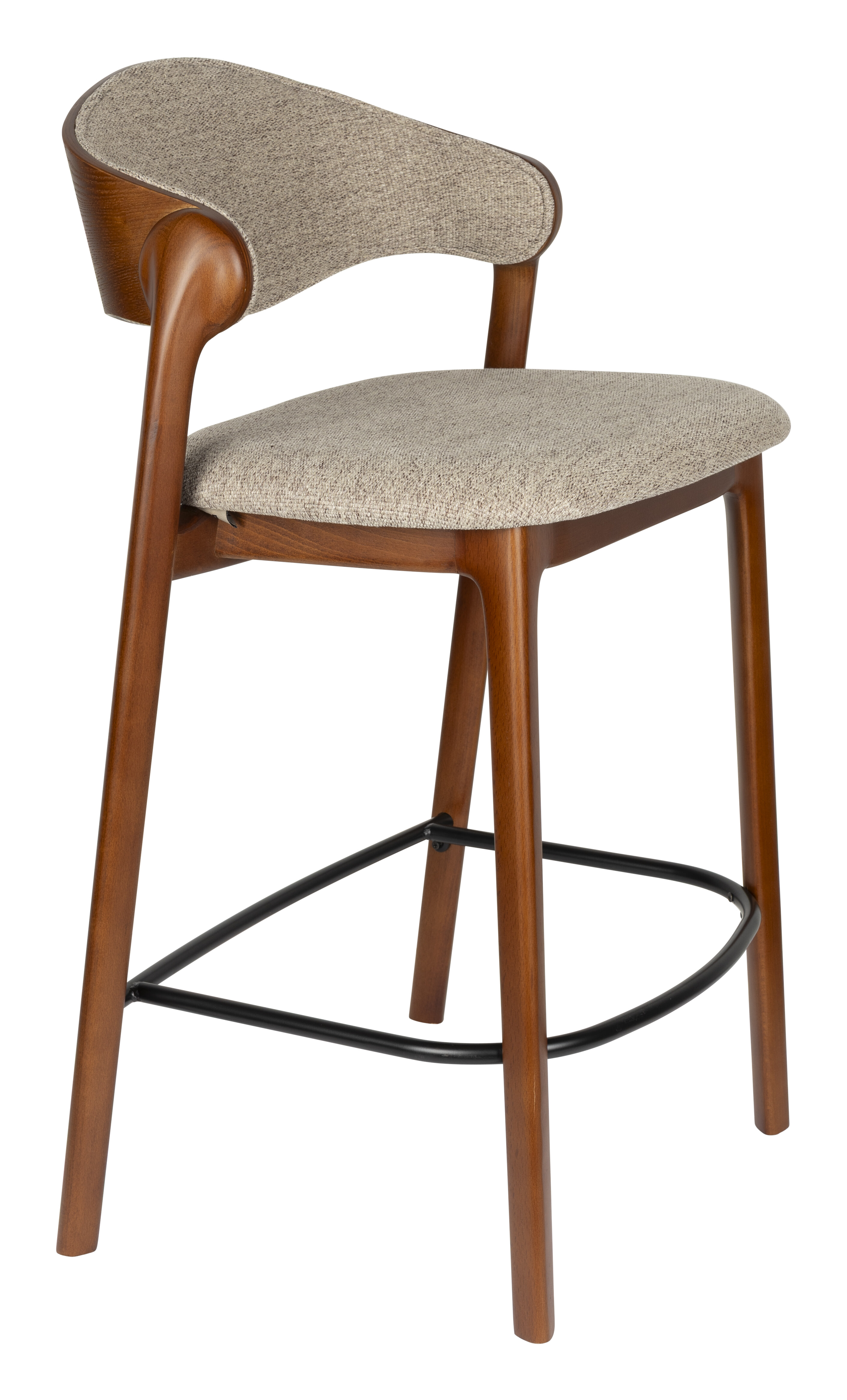 Dutchbone Barstoel Babington Walnoot en stof (zithoogte 65cm) - Bruin