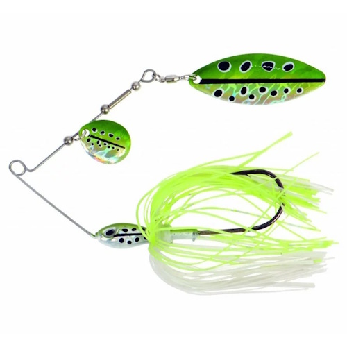 Predox Spintexx Double Blade 23 g - krachtige spinnerbait met dubbele bladen en zachte skirt voor roofvissen Salt/Pepper