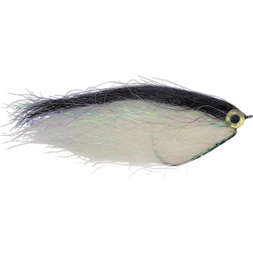 Predox Weedless Pike Fly - weedless streamer met offsethaak 5/0 voor roofvissen Black & White