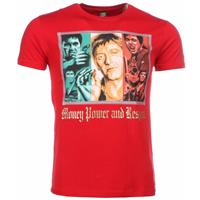Mascherano T-shirt - Scarface Money Power Respect Print - Rood