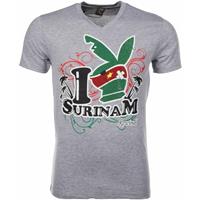 Mascherano T-shirt - I Love Suriname - Grijs