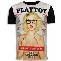Local Fanatic Playtoy The College Issue - Digital Rhinestone T-shirt - Zwart