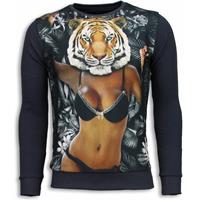 Local Fanatic Tiger Chick - Sweater - Donker Grijs