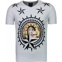 Local Fanatic Holy Mary - Rhinestone T-shirt - Wit
