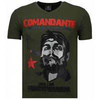 Local Fanatic Che Guevara Comandante - Rhinestone T-shirt - Groen