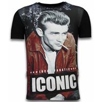 Local Fanatic James Dean Iconic - Digital Rhinestone T-shirt - Zwart