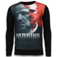 Local Fanatic El Padrino Two Faced - Digital Rhinestone Sweater - Zwart