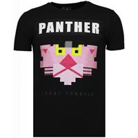 Local Fanatic Panther For A Cougar - Rhinestone T-shirt - Zwart