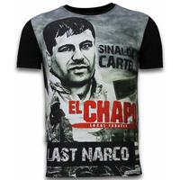 Local Fanatic El Chapo Last Narco - Digital Rhinestone T-shirt - Zwart