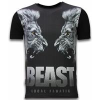 Local Fanatic Beast - Digital Rhinestone T-shirt - Zwart