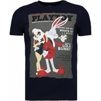 Local Fanatic Playtoy Bunny - Rhinestone T-shirt - Navy