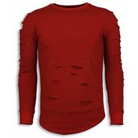 John H 3D Stamp PARIS Trui - Damaged Sweater - Rood