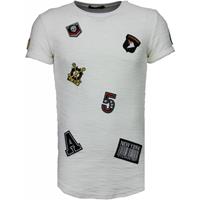 John H Exclusief Military Patches - T-Shirt - Wit