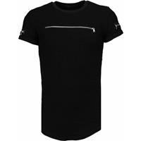 John H Exclusief Zipped Chest - T-Shirt - Zwart