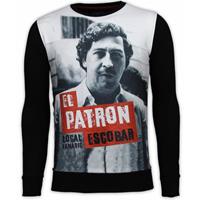 Local Fanatic El Patron Escobar - Digital Rhinestone Sweater - Zwart