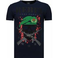 Local Fanatic Skull Rebel - Rhinestone T-shirt - Blauw