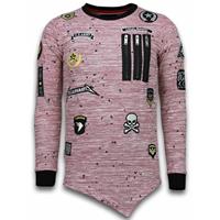 Local Fanatic Longfit Asymmetric Embroidery - Sweater Patches - US Army - Roze