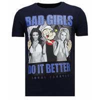 Local Fanatic Bad Girls Do It Better - Rhinestone T-shirt - Navy