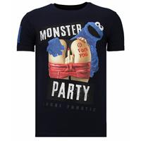 Local Fanatic Monster Party - Rhinestone T-shirt - Navy