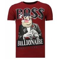 Local Fanatic Billionaire Boss - Rhinestone T-shirt - Bordeaux