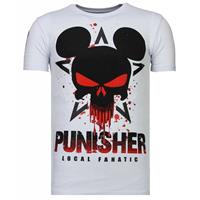 Local Fanatic Punisher Mickey - Rhinestone T-shirt - Wit