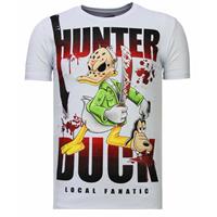 Local Fanatic Hunter Duck - Rhinestone T-shirt - Wit