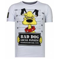 Local Fanatic Bad Dog - Rhinestone T-shirt - Wit