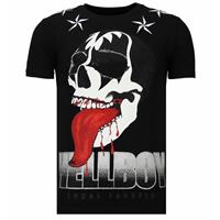 Local Fanatic Hellboy - Rhinestone T-shirt - Zwart