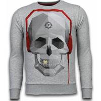 Local Fanatic Skull Beat - Rhinestone Sweater - Grijs
