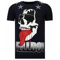 Local Fanatic Hellboy - Rhinestone T-shirt - Navy