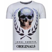 Local Fanatic Skull Originals - Rhinestone T-shirt - Wit