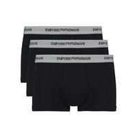 EMPORIO ARMANI Herren Boxer Shorts 3er Pack - Trunks, Pantstretch Cotton, schwarz