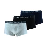 EMPORIO ARMANI Herren Boxer Shorts 3er Pack - Mens Knit Trunk, Pure Cotton, uni, Marine/Grau/Schwarz