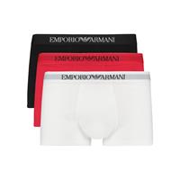 EMPORIO ARMANI Herren Boxer Shorts 3er Pack - Mens Knit Trunk, Pure Cotton, uni, Weiß/Rot/Schwarz