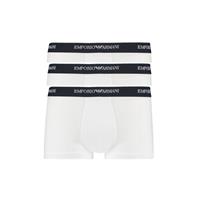 EMPORIO ARMANI Herren Boxer Shorts 3er Pack - Trunks, Pants, Stretch Cotton, Weiß
