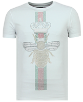 Local Fanatic King Fly Glitter - Vette T shirt Heren - 6360W - Wit