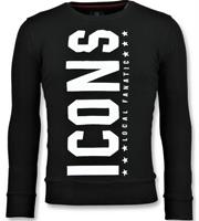 Local Fanatic ICONS Vertical - Grappige Sweater Heren - 6353Z - Zwart
