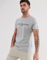 Tommy Hilfiger T-shirt met geborduurd vlaglogo in gemêleerd grijs