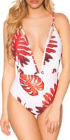 cosmodacollection Trendy swimsuit XL V-Cut with print Red