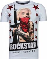 Local Fanatic Marilyn Rockstar - Rhinestone T-shirt - Wit