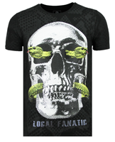Local Fanatic  T-Shirt Skull Snake Rhinestones Skull Z