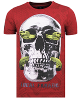 Local Fanatic Skull Snake - Fun T shirt Mannen - 6326B - Bordeaux