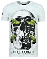 Local Fanatic  T-Shirt Skull Snake Rhinestones Totenkopf W